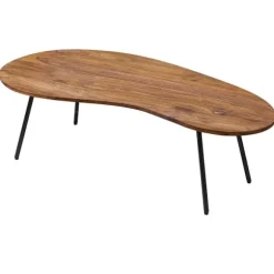 Rootz Design sofabord 122x36x63 cm Sheesham med metalben Sort - Nyrebord Massivt træ Grå - Træbordben Metal - Cool massivt træbord - Bord Flad Moderne | Fyndiq