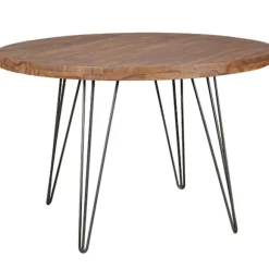 Rootz Design spisebord rundt Ø 120 x 78 cm Sheesham massivt træ - Landhus spisebord brun - Spisebord Køkkenbord 4 personer