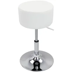 Rootz Designer Hocker - Taburet - Siddestol - Drejeligt sæde - Justerbar stol - Moderne skammel - Roterende sæde - Hvid - 15,7x15,7x10,2 tommer