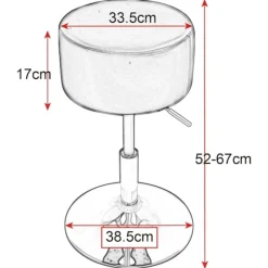 Rootz Designer Hocker - Taburet - Siddestol - Drejeligt sæde - Justerbar stol - Moderne skammel - Roterende sæde - Hvid - 15,7x15,7x10,2 tommer