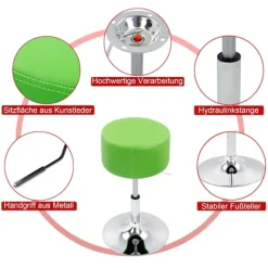 Rootz Designer Hocker - Taburet - Siddestol - Drejeligt sæde - Justerbar stol - Moderne skammel - Roterende sæde - Hvid - 15,7x15,7x10,2 tommer