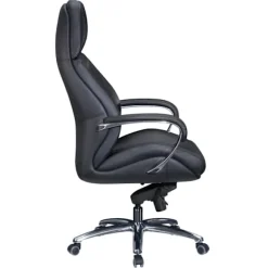Rootz designer kontorstolebetræk i ægte læder sort skrivebordsstol op til 120 kg - XXL design direktionsstol, højdejusterbar - Ergonomisk drejestol me | Fyndiq