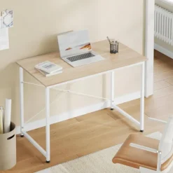 Rootz Desk - Arbejdsbord - Computertabel - Rummelig arbejdsområde - 100x75x50 cm brun og hvid