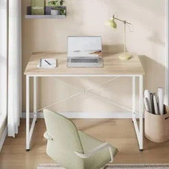 Rootz Desk - Arbejdsbord - Computertabel - Rummelig arbejdsområde - 100x75x50 cm brun og hvid