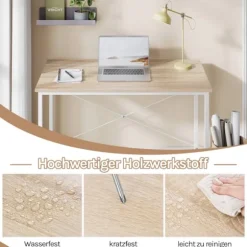 Rootz Desk - Arbejdsbord - Computertabel - Rummelig arbejdsområde - 100x75x50 cm brun og hvid