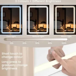 Rootz -dæmningbord med LED -belysning - Makeup -bord - Vanity Desk - USB -opladning - 90x135x40 cm