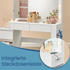 Rootz -dæmpningsbord med LED -belysning - Friktionsbord - Smykkeskab - Træspanel - 40 x 125 x 140 cm