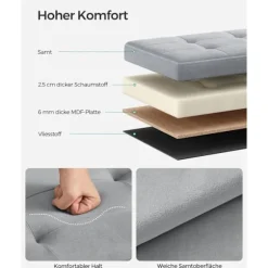 Rootz Dove Grå sædekiste - Opbevaring Ottoman - Fodskammel - MDF-fløjlskum - 300 kg Kapacitet - 38 cm x 38 cm x 38 cm