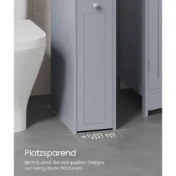 Rootz Dove Grey smalt badeværelsesskab - Opbevaringsskab - Organizer - MDF-materiale - Letvægts - Pladsbesparende - Nem montering - 40cm x 18cm x 70cm | Fyndiq
