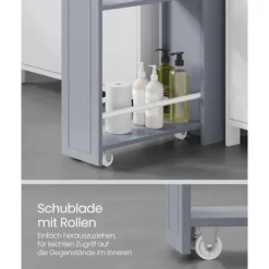 Rootz Dove Grey smalt badeværelsesskab - Opbevaringsskab - Organizer - MDF-materiale - Letvægts - Pladsbesparende - Nem montering - 40cm x 18cm x 70cm | Fyndiq