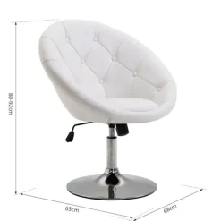 Rootz drejestol - hvid - stål, svamp, PU - 26,77 cm x 23,22 cm x 31,49 cm