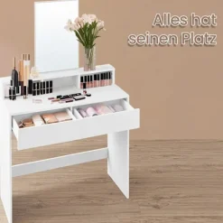 Rootz Dressing Table - Hairressing Table - Makeup Vanity - Stilfuld opbevaring - 80 cm x 40 cm x 140 cm