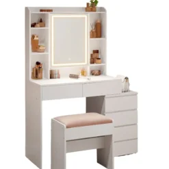 Rootz Dressing Table - Vanity Table - Makeup Table - LED -belysning - Justerbare farver og lysstyrke - 40 cm x 97,5 cm x 145 cm