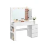 Rootz Dressing Table - Vanity Table - Makeup -bord - LED -belysning - Hvid - 40 x 125 x 140 cm