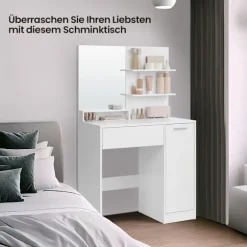 Rootz Dressing Table Set - Vanity Table - Beauty Desk - Ample Storage - 80 cm x 40 cm x 132 cm
