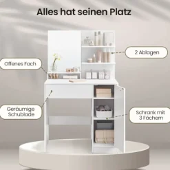 Rootz Dressing Table Set - Vanity Table - Beauty Desk - Ample Storage - 80 cm x 40 cm x 132 cm