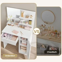 Rootz Dressing Table Set - Vanity Table - Beauty Desk - Ample Storage - 80 cm x 40 cm x 132 cm