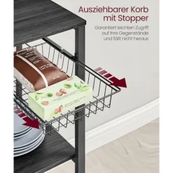Rootz Ebony-Black Kitchen Bager's Rack - Opbevaringsstativ - Organizer - Spånplade og stål - 42cm x 90cm x 167,3cm - Heavy Duty - Multifunktionel - Pl | Fyndiq