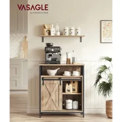 Rootz Eg brun-sort skænk - Buffetskab - Spånpladestål - Rummelig opbevaring - Robust konstruktion - Moderne design - 30 cm x 70 cm x 80 cm