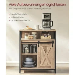 Rootz Eg brun-sort skænk - Buffetskab - Spånpladestål - Rummelig opbevaring - Robust konstruktion - Moderne design - 30 cm x 70 cm x 80 cm
