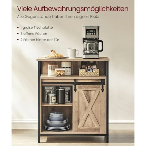 Rootz Eg brun-sort skænk - Buffetskab - Spånpladestål - Rummelig opbevaring - Robust konstruktion - Moderne design - 30 cm x 70 cm x 80 cm