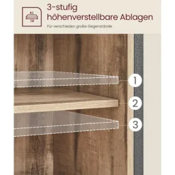 Rootz Eg brun-sort skænk - Buffetskab - Spånpladestål - Rummelig opbevaring - Robust konstruktion - Moderne design - 30 cm x 70 cm x 80 cm