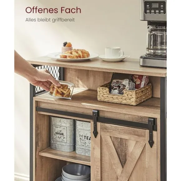 Rootz Eg brun-sort skænk - Buffetskab - Spånpladestål - Rummelig opbevaring - Robust konstruktion - Moderne design - 30 cm x 70 cm x 80 cm