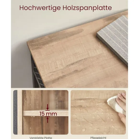 Rootz Eg brun-sort skænk - Buffetskab - Spånpladestål - Rummelig opbevaring - Robust konstruktion - Moderne design - 30 cm x 70 cm x 80 cm