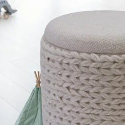 Rootz Elegant Boho sædeskammel - osmannisk - Fodstøtte - Alsidig opbevaring - 45 cm H x 40 cm Grå