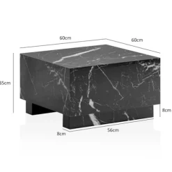 Rootz Elegant Sofabord - Kubebord - Marmorlook - Opbevaringsområde - Alsidig brug - 60 cm x 60 cm x 35 cm