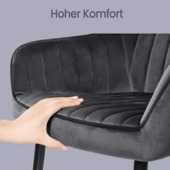 Rootz Elegant spisestol - lænestol - fløjlsæde - komfortpolstring - 62,5 cm x 60 cm x 85 cm - Understøtter op til 110 kg