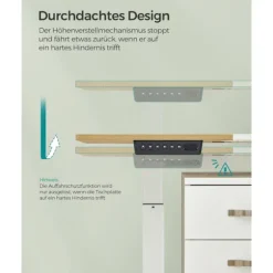 Rootz Elektrisk stående skrivebord - Justerbart skrivebord - Sit Stand Skrivebord - Spånplade stålramme - 60 cm x 140 cm x (72-120) cm - Pastel Gul-Ba | Fyndiq