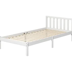Rootz Enkeltsengsramme - Pine Wood Seng - Naturligt træramme - Opbevaringsrum - 208 cm x 96 cm x 70 cm - Hvid ramme - Madras medfølger ikke