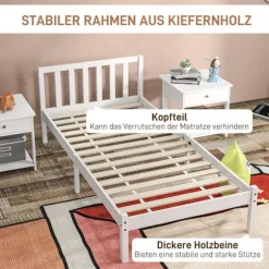 Rootz Enkeltsengsramme - Pine Wood Seng - Naturligt træramme - Opbevaringsrum - 208 cm x 96 cm x 70 cm - Hvid ramme - Madras medfølger ikke