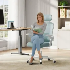 Rootz Ergonomic Office Chair - Lumbar Support - Justerbar skrivebordsformand - Åndbar net - 63,5 x 109,5-117,5 x 50 cm