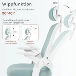 Rootz Ergonomic Office Chair - Lumbar Support - Justerbar skrivebordsformand - Åndbar net - 63,5 x 109,5-117,5 x 50 cm