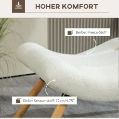 Rootz fleece dækket fodskammel - osmannisk - polstret afføring - blød komfort - 60,5 cm x 45 cm x 38 cm hvid