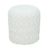 Rootz Fluffy uldskammel - Moderne osmannisk - Hvid puf - Struktureret overflade - 45 cm x 40 cm - Aftageligt sæde - 120 kg Max elasticitet