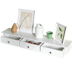 Rootz flydende væghylde - vægmonteret hylde - hvid displayhylde med skuffer - stærk opbevaringsløsning - 80 cm x 15 cm x 10 cm