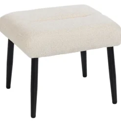 Rootz fodskammel - osmannisk, puf - Chenille polstret skammel - Stålben, blød pude, behagelige siddepladser - 45 x 41 x 38 cm, hvid