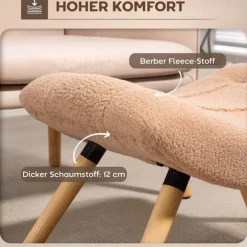 Rootz fodskammel - osmannisk - Polstret sæde - Hyggelige siddepladser - 67 cm x 45 cm x 38 cm - Brunt fleecebetræk med træben