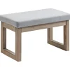 Rootz Fodskammel - Scandi Design - Taburet - Fodskammel - Polstret bænk - Gummitræ - Grå + Natur - 68 cm x 38 cm x 42 cm