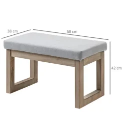 Rootz Fodskammel - Scandi Design - Taburet - Fodskammel - Polstret bænk - Gummitræ - Grå + Natur - 68 cm x 38 cm x 42 cm