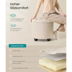 Rootz fodskammel med opbevaring - osmannisk - opbevaringsbænk - pladsbesparende design - 45 cm x 45 cm x 44,5 cm