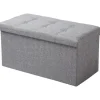 Rootz foldbar opbevaringsskammel med låg - linned Ottoman - Stor kapacitet - Pladsbesparende - Komfortabelt sæde - 76 cm x 38 cm x 37,5 cm