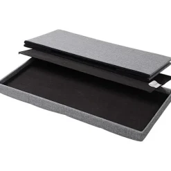 Rootz foldbar opbevaringsskammel med låg - linned Ottoman - Stor kapacitet - Pladsbesparende - Komfortabelt sæde - 76 cm x 38 cm x 37,5 cm
