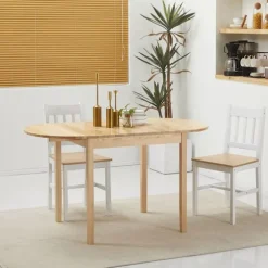 Rootz Foldbart ovalt spisebord - Rumbesparende bord - Solid træbord - Optimer plads - 140L x 70b x 75 timer cm