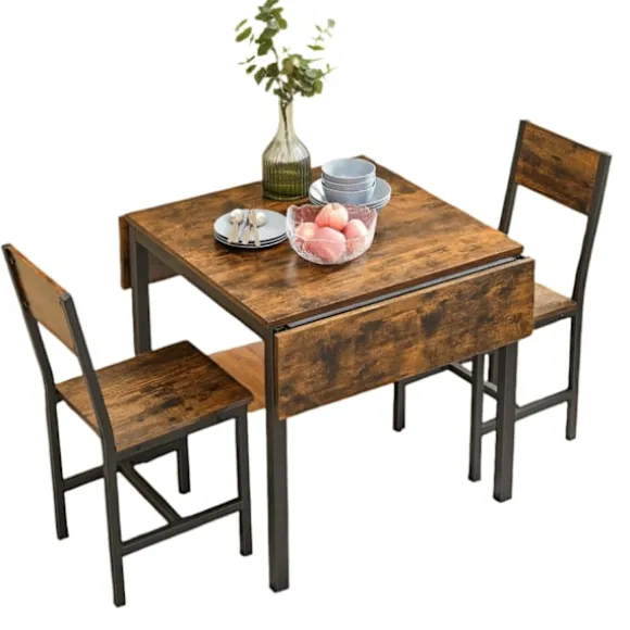 Rootz Foldbart spisebord - Køkkenbord - Rumbesparende bord - Vintage Brown Black - 120 x 78 x 76,2 cm