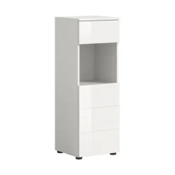 Rootz Freestanding Cabinet - Badeværelsesopbevaringsenhed - Hvid glansskab - Slank design - 38x106x34 cm