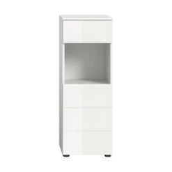 Rootz Freestanding Cabinet - Badeværelsesopbevaringsenhed - Hvid glansskab - Slank design - 38x106x34 cm